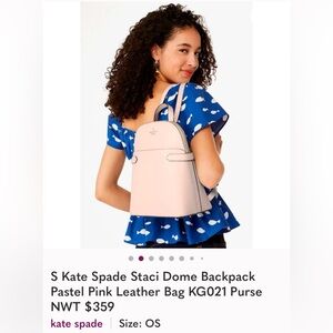 Kate Spade Staci Dome Leather Backpack Chalk Pink